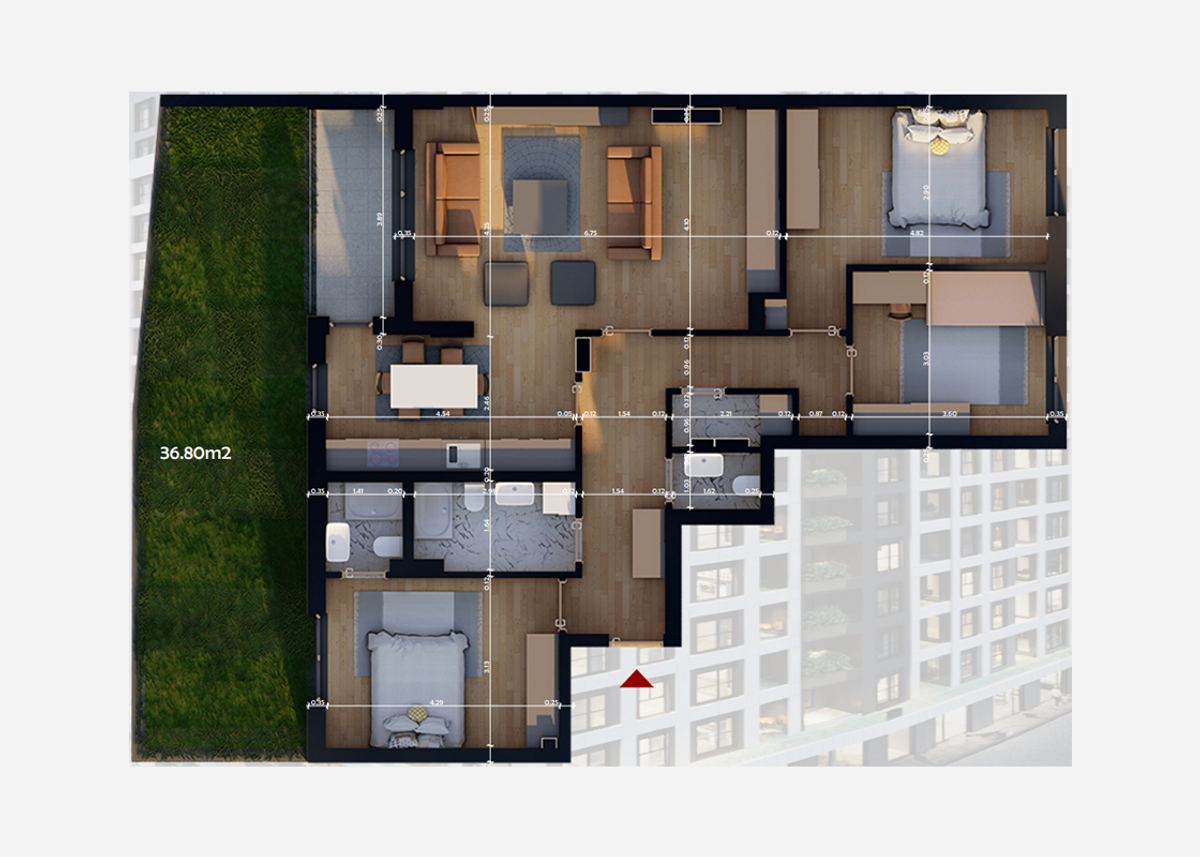 apartment Penthouse 127.6m² + 36.8m² for sale në Bregun e Diellit 3